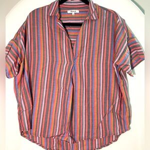Women's Madewell Courier Button-Back Shirt in Rainbow Stripe, Size S